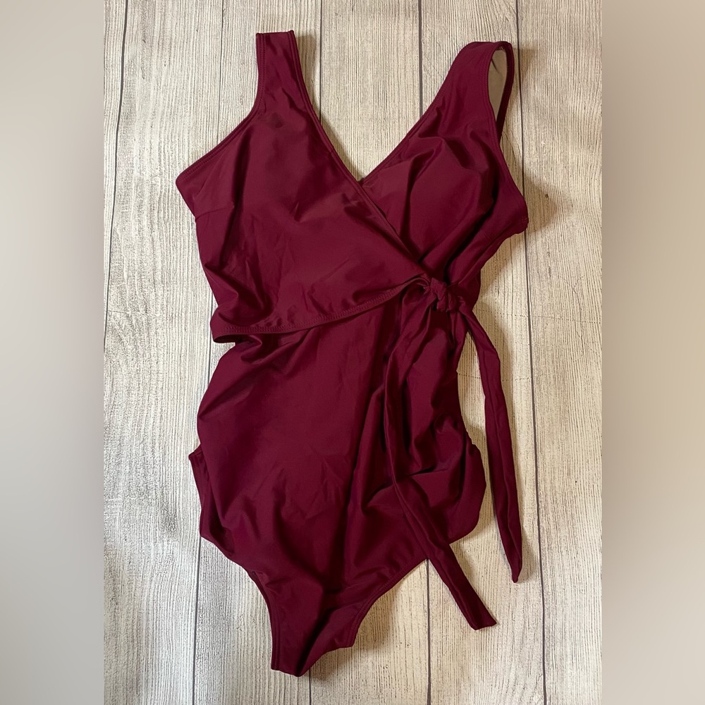 Women’s Wrap One-Piece Swimsuit - Berry